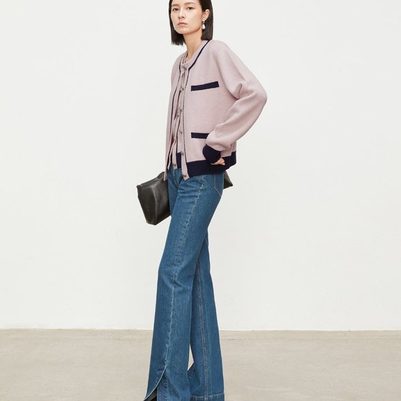 CHICJOC Women Wool and Cashmere Blended Cardigan with contrasting color … - Picture 4 of 16